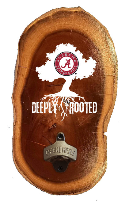 Alabama Crimson Tide Deeply Rooted Wood Slab Bottle Opener