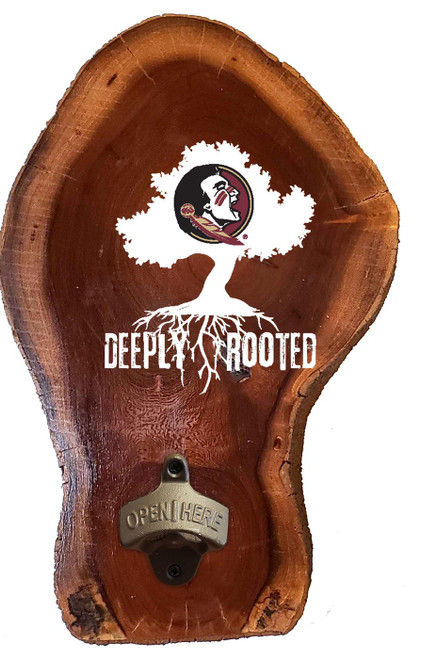 Florida State Seminoles Deeply Rooted Wood Slab Bottle Opener