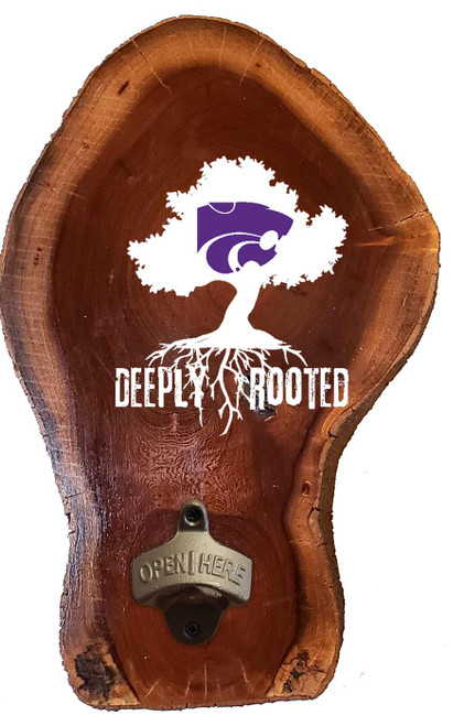 Kansas State Wildcats Deeply Rooted Wood Slab Bottle Opener