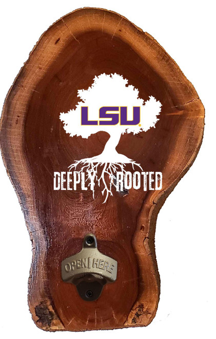 LSU Tigers Deeply Rooted Wood Slab Bottle Opener