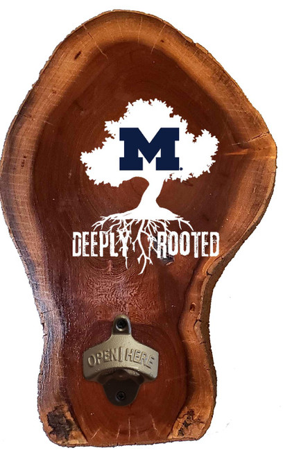 Michigan Wolverines Deeply Rooted Wood Slab Bottle Opener