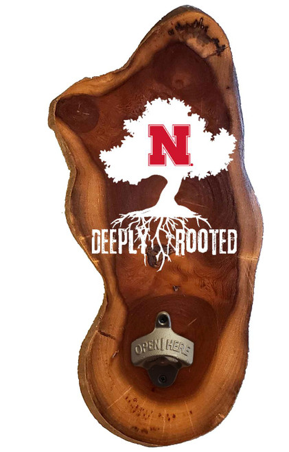 Nebraska Cornhuskers Deeply Rooted Wood Slab Bottle Opener