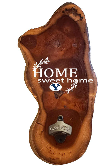 BYU Cougars Home Sweet Home Wood Slab Bottle Opener