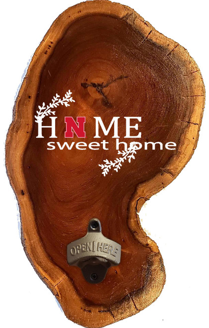 Nebraska Cornhuskers Home Sweet Home Wood Slab Bottle Opener