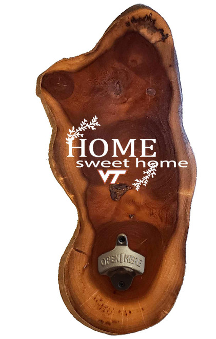 Virginia Tech Hokies Home Sweet Home Wood Slab Bottle Opener