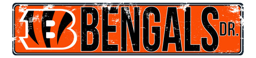 Cincinnati Bengals Distressed Metal Street Sign