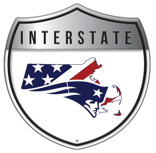 New England Patriots 24" Patriotic Interstate Metal Sign
