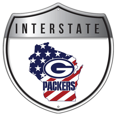 Green Bay Packers 12" Patriotic Interstate Metal Sign