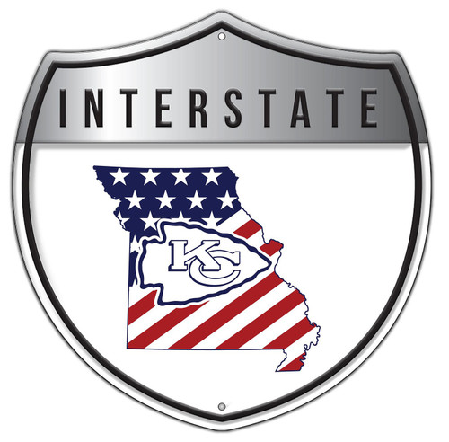 Kansas City Chiefs 12" Patriotic Interstate Metal Sign