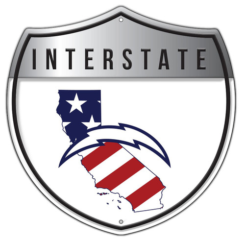 Los Angeles Chargers 12" Patriotic Interstate Metal Sign