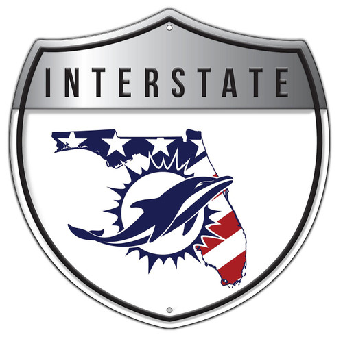 Miami Dolphins 12" Patriotic Interstate Metal Sign