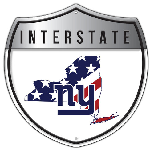 New York Giants 12" Patriotic Interstate Metal Sign