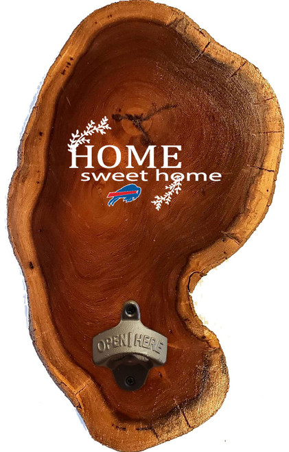 Buffalo Bills Home Sweet Home Wood Slab Bottle Opener