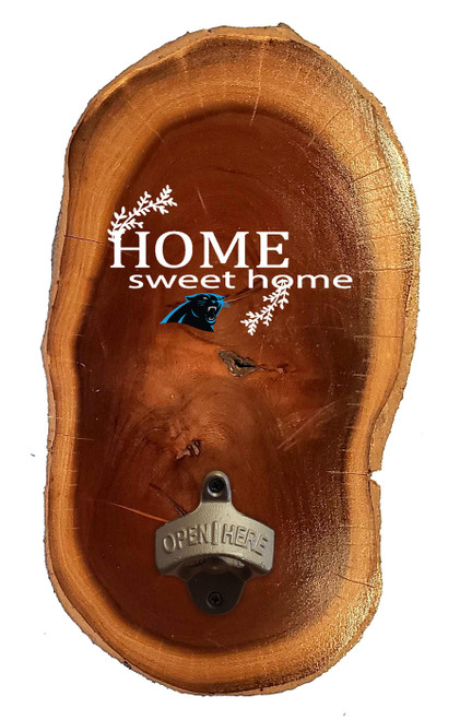 Carolina Panthers Home Sweet Home Wood Slab Bottle Opener