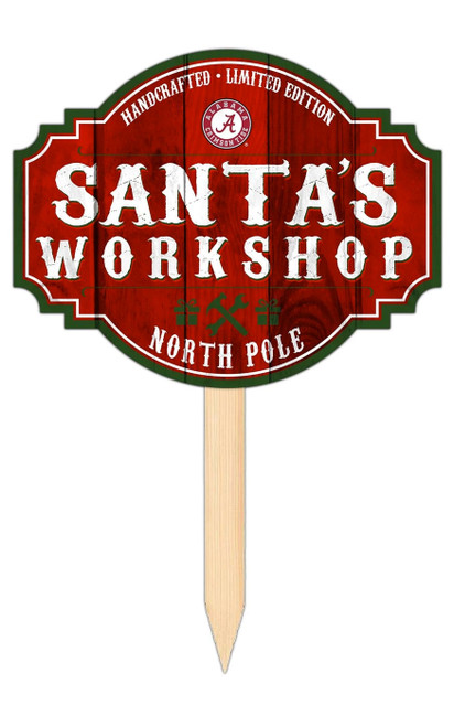 Alabama Crimson Tide Santa's Workshop Yard Stake