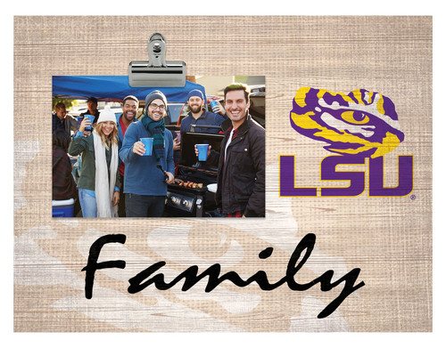 LSU Tigers Family Burlap Clip Frame