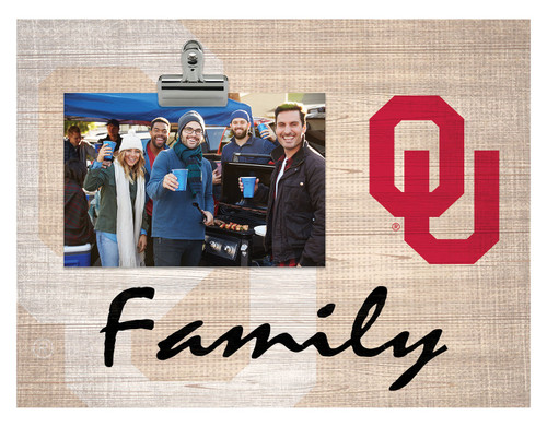 Oklahoma Sooners Family Burlap Clip Frame