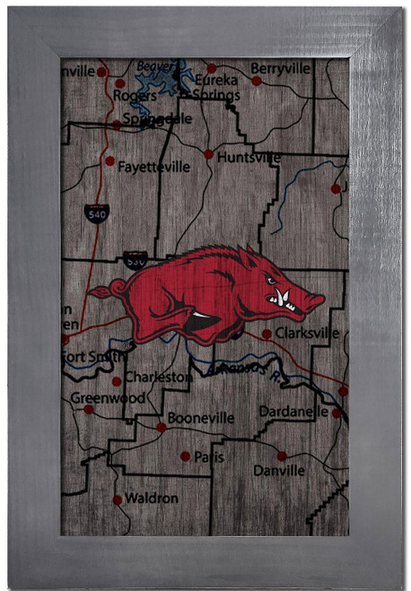 Arkansas Razorbacks 11" x 19" City Map Framed Sign