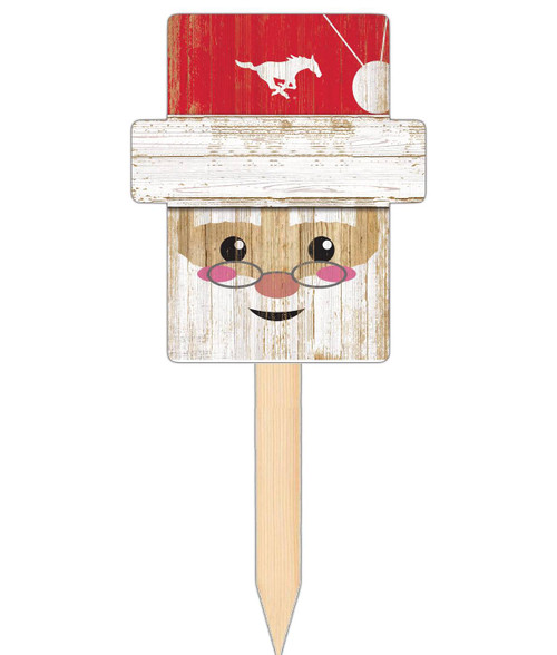 Southern Methodist Mustangs Santa Head Yard Stake