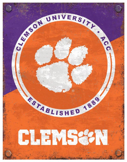 Clemson Tigers 12" x 16" Established Date Metal Sign