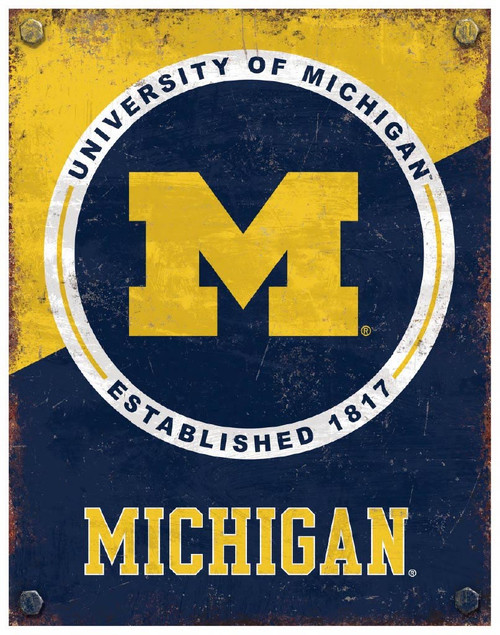 Michigan Wolverines 12" x 16" Established Date Metal Sign
