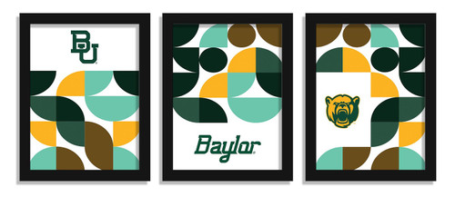 Baylor Bears Minimalist Color Pop 3-Piece Framed Print