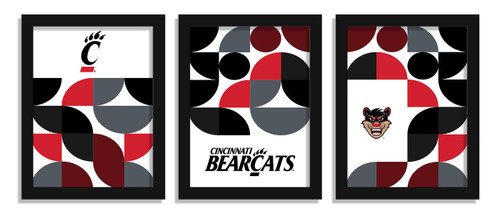 Cincinnati Bearcats Minimalist Color Pop 3-Piece Framed Print
