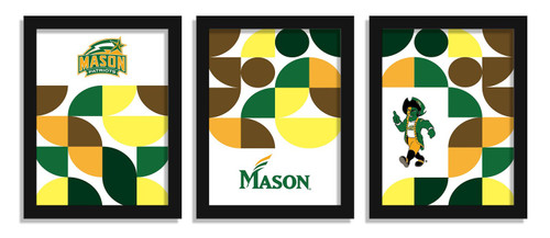 George Mason Patriots Minimalist Color Pop 3-Piece Framed Print