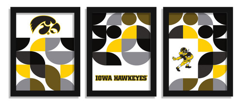 Iowa Hawkeyes Minimalist Color Pop 3-Piece Framed Print