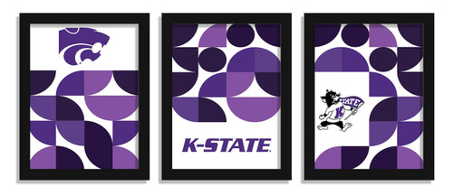 Kansas State Wildcats Minimalist Color Pop 3-Piece Framed Print