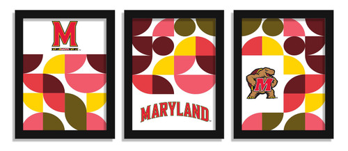 Maryland Terrapins Minimalist Color Pop 3-Piece Framed Print