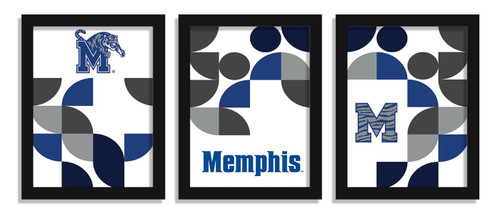 Memphis Tigers Minimalist Color Pop 3-Piece Framed Print
