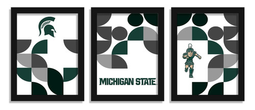 Michigan State Spartans Minimalist Color Pop 3-Piece Framed Print