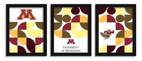 Minnesota Golden Gophers Minimalist Color Pop 3-Piece Framed Print