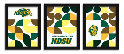 North Dakota State Bison Minimalist Color Pop 3-Piece Framed Print