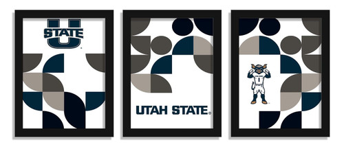 Utah State Aggies Minimalist Color Pop 3-Piece Framed Print
