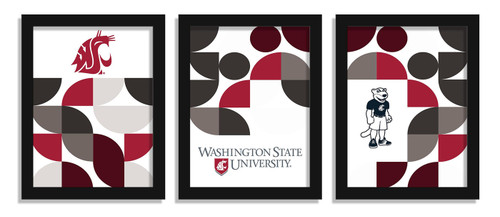 Washington State Cougars Minimalist Color Pop 3-Piece Framed Print