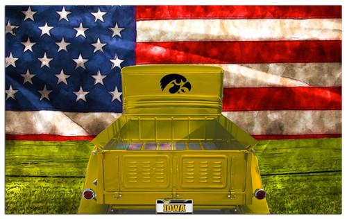 Iowa Hawkeyes Patriotic Retro Truck 11" x 19" Sign