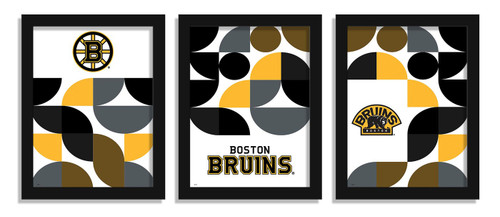 Boston Bruins Minimalist Color Pop 3-Piece Framed Print