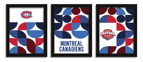 Montreal Canadiens Minimalist Color Pop 3-Piece Framed Print
