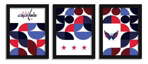 Washington Capitals Minimalist Color Pop 3-Piece Framed Print