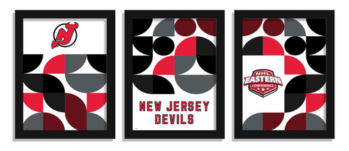 New Jersey Devils Minimalist Color Pop 3-Piece Framed Print