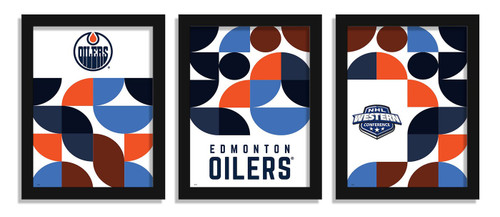 Edmonton Oilers Minimalist Color Pop 3-Piece Framed Print