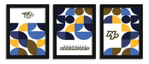 Nashville Predators Minimalist Color Pop 3-Piece Framed Print