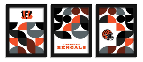 Cincinnati Bengals Minimalist Color Pop 3-Piece Framed Print