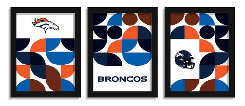 Denver Broncos Minimalist Color Pop 3-Piece Framed Print