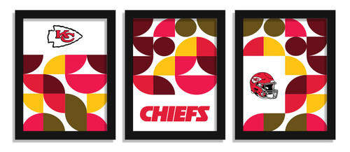 Kansas City Chiefs Minimalist Color Pop 3-Piece Framed Print