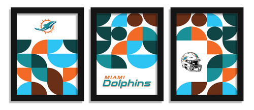 Miami Dolphins Minimalist Color Pop 3-Piece Framed Print