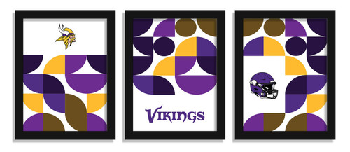 Minnesota Vikings Minimalist Color Pop 3-Piece Framed Print