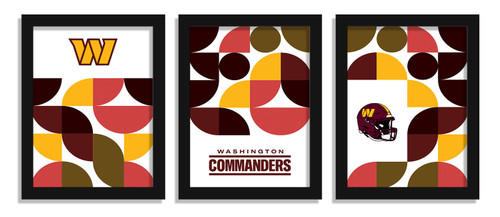 Washington Commanders Minimalist Color Pop 3-Piece Framed Print